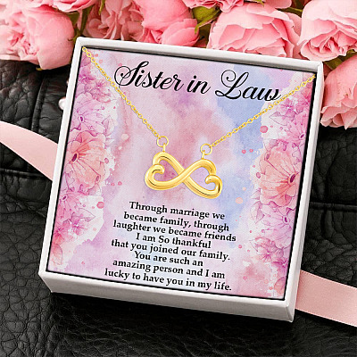 Gifts To Sister-in-Law Through Marriage We Became Family Infinity Heart Pendant Necklace