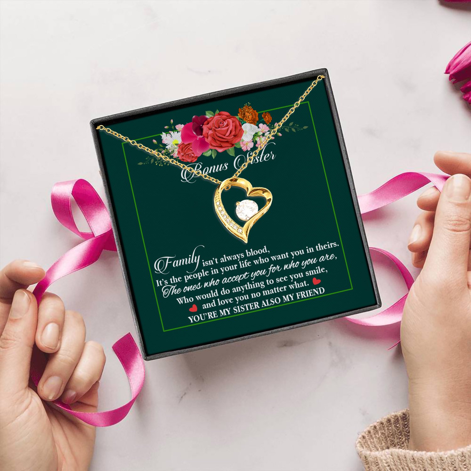 44KNG. Bonus Sister Gift Forever Love Necklace (Gold) 5