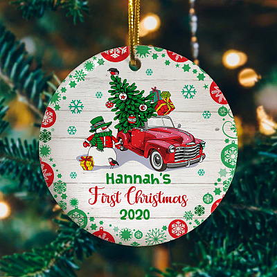 Alternative view of Personalized Baby's First Christmas Ornament - Truck Decorative Christmas Ornament Custom Baby Truck Ornament