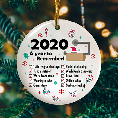 Alternative view of 2020 A Year To Remember Circle Ornament Keepsake - Funny 2020 Christmas Ornament