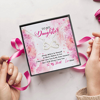 Alternative view of Mom To My Daughter Always Believe In Yourself As Much I Believe In You Infinity Heart Pendant Necklace