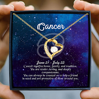 Cancer Sign Constellation Horoscope Zodiac Birthday Astrology Forever Love Heart Pendant Necklace