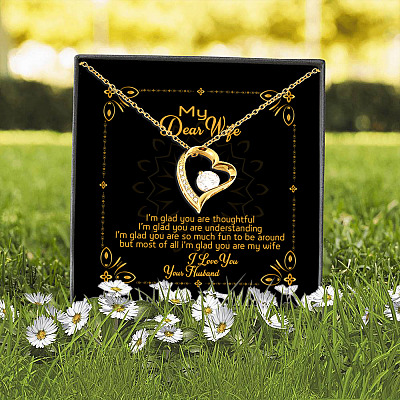 Alternative view of My Dear Wife I'm Glad You Are Thoughtful and Understanding Love You from Husband Forever Love Pendant Necklace