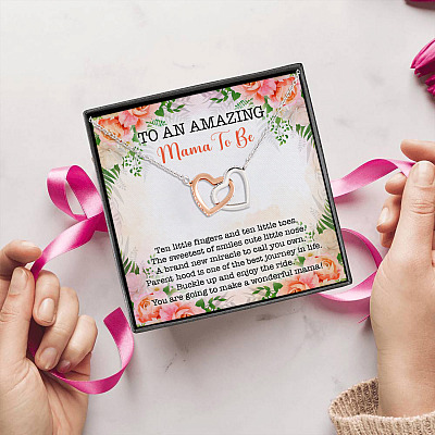 Alternative view of To An Amazing Mama To Be Interlocking Hearts Pendant Necklace