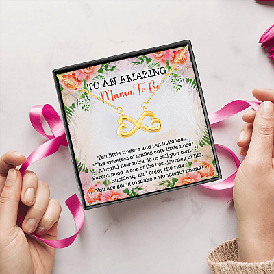 To An Amazing Mama To Be Infinity Heart Pendant Necklace