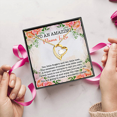 To An Amazing Mama To Be Forever Love Heart Pendant Necklace