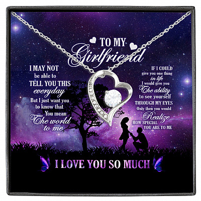 To My Girlfriend You Mean The World To Me I Love You Forever Love Pendant Necklace