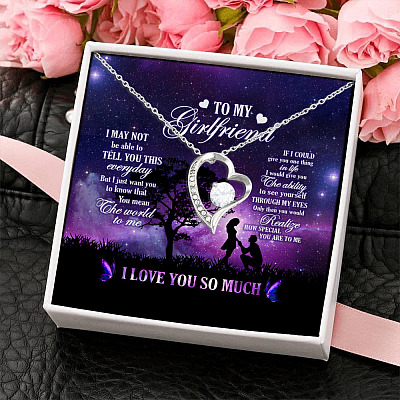 Alternative view of To My Girlfriend You Mean The World To Me I Love You Forever Love Pendant Necklace