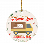 Thank You Essential Workers 2020 Decorative Christmas Ornament - Holiday Flat Circle Ornament Gifts, White, Circle Ornament