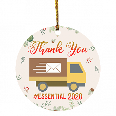 Thank You Essential Workers 2020 Decorative Christmas Ornament - Holiday Flat Circle Ornament Gifts, White, Circle Ornament