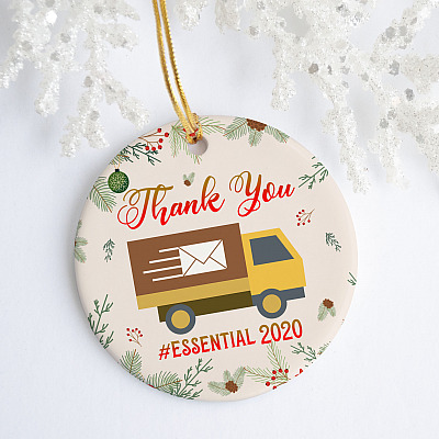 Alternative view of Thank You Essential Workers 2020 Decorative Christmas Ornament - Holiday Flat Circle Ornament Gifts