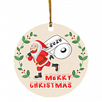 Santa Wearing A Face Mask Decorative Christmas Ornament - Santa Toilet Paper Ornament - Funny Holiday Gifts, White, Circle Ornament