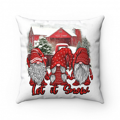 Let It Snow Christmas Funny Gnomes Nordic Throw Pillow - Hanging With My Gnomes Indoor Outdoor Cushion