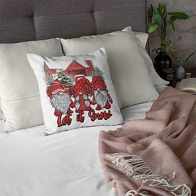 Alternative view of Let It Snow Christmas Funny Gnomes Nordic Throw Pillow - Hanging With My Gnomes Indoor Outdoor Cushion