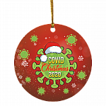 Covid Pandemic Christmas 2020 Ornament - Funny Christmas Family Decoration For Tree Holiday Flat Circle Ornament, White, Circle Ornament