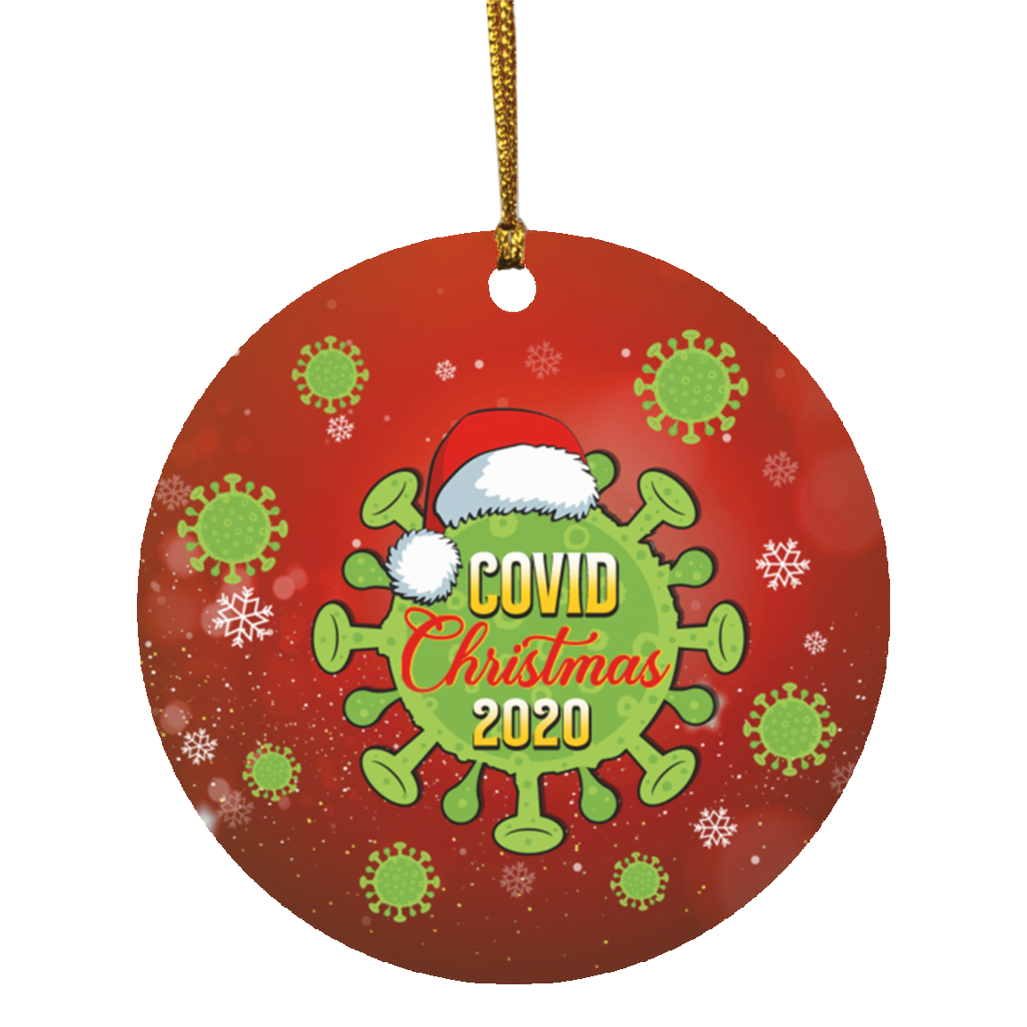 Covid Pandemic Christmas 2020 Ornament - Funny Christmas Family Decoration For Tree Holiday Flat Circle Ornament, White, Circle Ornament