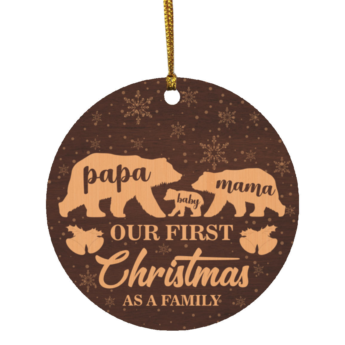 Mama Papa Baby Bear Christmas Ornament 2020 - Our First Christmas As A Family Of Three Flat Circle Ornament, White, Circle Ornament