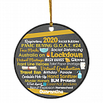Engraved 2020 Events Quarantine Pandemic Christmas Flat Holiday Circle Ornament, White, Circle Ornament