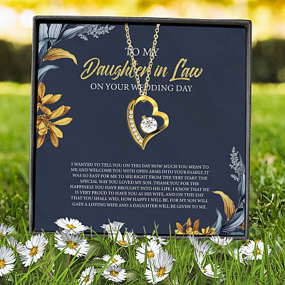 To My Daughter In Law On Your Wedding Day I Wanted To Tell You On This Day Forever Love Heart Necklace