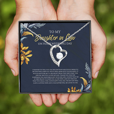 Alternative view of To My Daughter In Law On Your Wedding Day I Wanted To Tell You On This Day Forever Love Heart Necklace