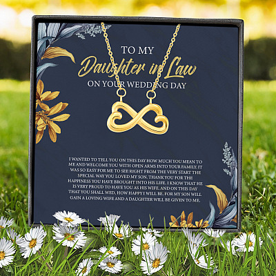 To My Daughter In Law On Your Wedding Day I Wanted To Tell You On This Day Infinity Heart Pendant Necklace