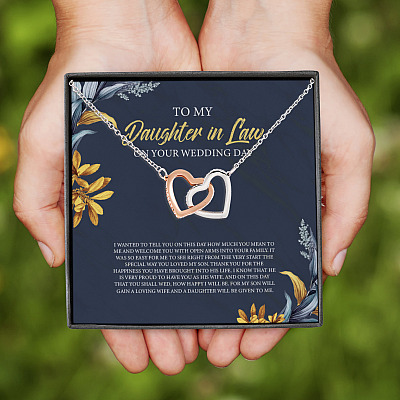 Alternative view of To My Daughter In Law On Your Wedding Day I Wanted To Tell You On This Day Interlocking Hearts Necklace