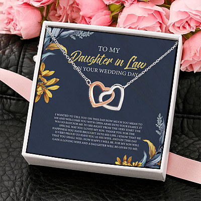 To My Daughter In Law On Your Wedding Day I Wanted To Tell You On This Day Interlocking Hearts Necklace