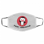 Merry Christmask Washable Reusable Custom – Funny Penguin Printed Cloth Face Mask Cover, White, Cloth Face Cover – Medium/Large