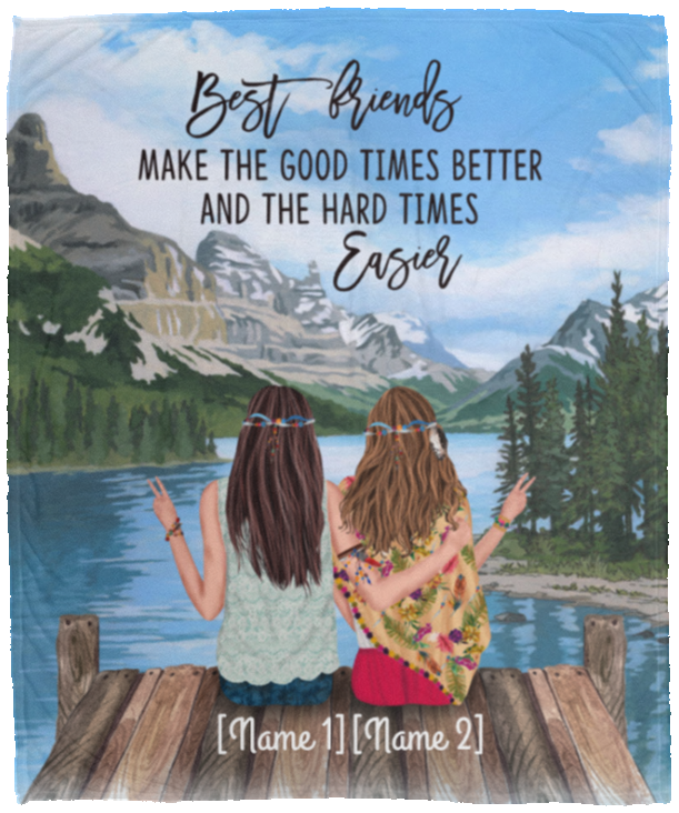 Personalized Best Friends Make The Good Times Better And The Hard Times Easier Fleece Blanket - Woven Blanket, White, Cozy Plush Fleece Blanket - 50x60 Personalized Best Friends Make The Good Times Better And The Hard Times Easier Fleece Blanket - Woven Blanket, White, Cozy Plush Fleece Blanket - 50x60