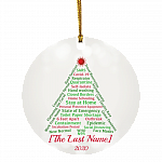 Personalized Family Quarantine Pandemic 2020 Christmas Flat Holiday Circle Ornament, White, Circle Ornament Personalized Family Quarantine Pandemic 2020 Christmas Flat Holiday Circle Ornament, White, Circle Ornament