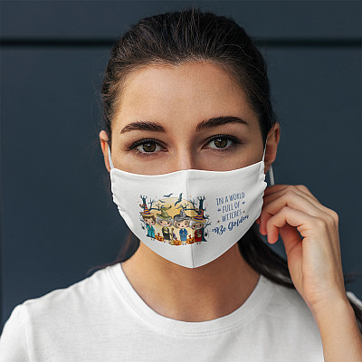 Alternative view of In a Full World of Witches Be Golden Funny Halloween Golden Girls Washable Reusable Custom Printed Cloth Face Mask Cover