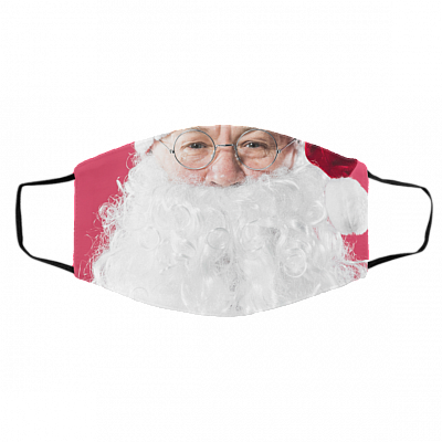 Funny Santa Claus Beard Christmas Washable Reusable Custom Printed Cloth Face Mask Cover, White, Cloth Face Cover – Medium/Large