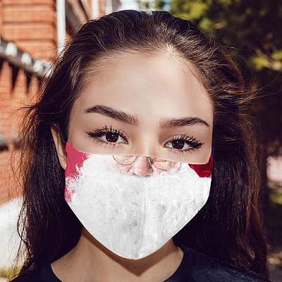 Alternative view of Funny Santa Claus Beard Christmas Washable Reusable Custom Printed Cloth Face Mask Cover