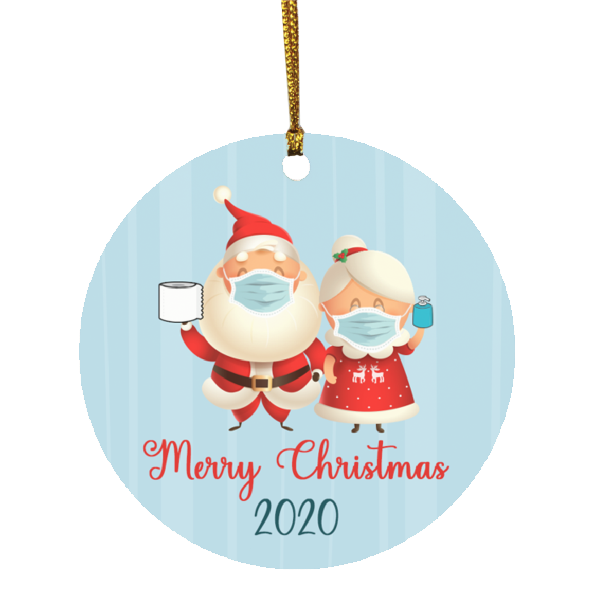Mr Mrs Claus 2020 Circle Ornament Keepsake - Funny 2020 Christmas Ornament, White, Circle Ornament