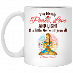 Personalized I'm Mostly Peace Love And Light And A Little Go Fuck Yourself Blonde Hair Ceramic Coffee Mug, White, 11 oz. White Mug Personalized I'm Mostly Peace Love And Light And A Little Go Fuck Yourself Blonde Hair Ceramic Coffee Mug, White, 11 oz. White Mug