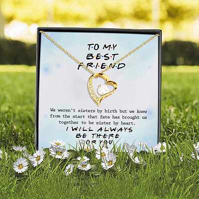 Alternative view of To My Best Friend We Weren't Sisters By Birth but We Knew Fate Brought Us Gift Forever Love Heart Pendant Necklace