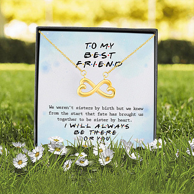 Alternative view of To My Best Friend We Weren't Sisters By Birth but We Knew Fate Brought Us Gift Infinity Heart Pendant Necklace