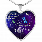 I Will Carry You With Me Til Meet Again Cardinals Heart Pendant Necklace - Red Cardinals Dandelion Necklace - Heart Luxury Necklace (Silver)