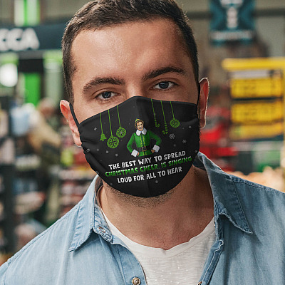 Alternative view of The Best Way To Spread Christmas Cheer Is Singing Loud Buddy The Elf Washable Reusable Cloth Face Mask Cover