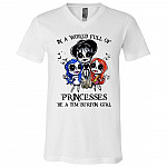 In The World Full Of Princesses Be A Tim Burton Girl T-Shirt - V-Neck - Halloween Movies Shirt For Women, White, V-Neck T-Shirt