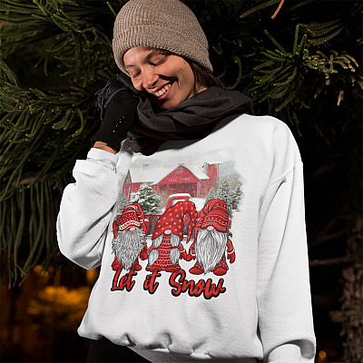 Alternative view of Let It Snow Christmas Funny Gnomes Nordic Hoodie Sweatshirt - Hanging With My Gnomes Long Sleeve Shirt