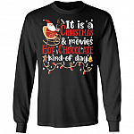 It Is Christmas Movies Hot Chocolate Kind Of Day Hoodie - Xmas Santa Woman Sweatshirt, Black, Long Sleeve