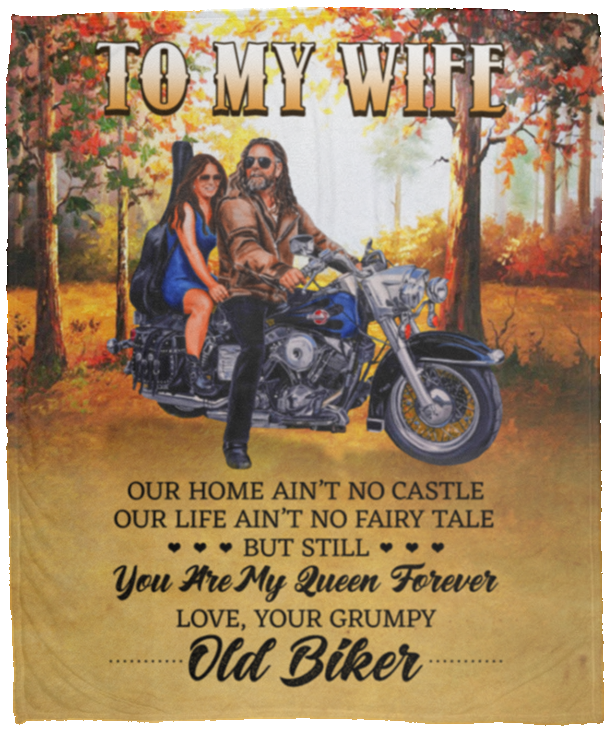 From Old Biker To My Wife Our Home Ain't No Castle Fleece Blanket - Premium Sherpa Blanket - Woven Blanket, White, Cozy Plush Fleece Blanket - 50x60 From Old Biker To My Wife Our Home Ain't No Castle Fleece Blanket - Premium Sherpa Blanket - Woven Blanket, White, Cozy Plush Fleece Blanket - 50x60