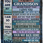 Grandpa To My Grandson Never Forget That I Love You Life Is Filled Vintage Fleece Blanket - Mink Blanket, White, Cozy Plush Fleece Blanket - 50x60