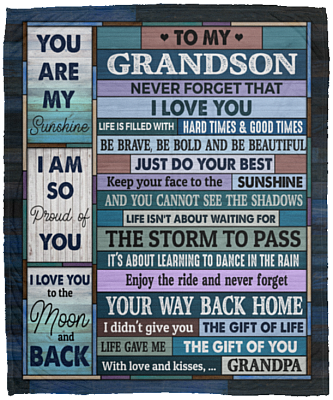 Grandpa To My Grandson Never Forget That I Love You Life Is Filled Vintage Fleece Blanket - Mink Blanket, White, Cozy Plush Fleece Blanket - 50x60