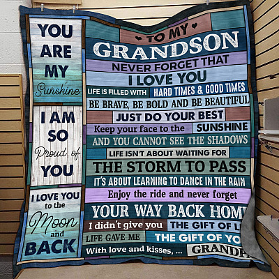Alternative view of Grandpa To My Grandson Never Forget That I Love You Life Is Filled Vintage Fleece Blanket - Mink Blanket