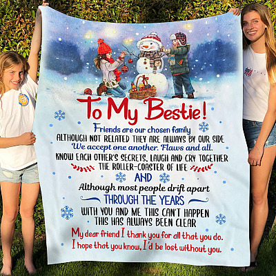 To My Bestie Friends Are Our Chosen Family Fleece Blanket - Premium Sherpa Blanket - Woven Blanket
