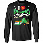 I Love Peeing Outside Hoodie - Sweatshirt - Long Sleeve Shirt - Funny Camping Shirt, Black, Long Sleeve
