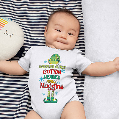 Alternative view of ELF World's Cutest Cotton Headed Ninny Muggins Holiday Baby Onesie - Funny Christmas ELF Baby Infant Bodysuit