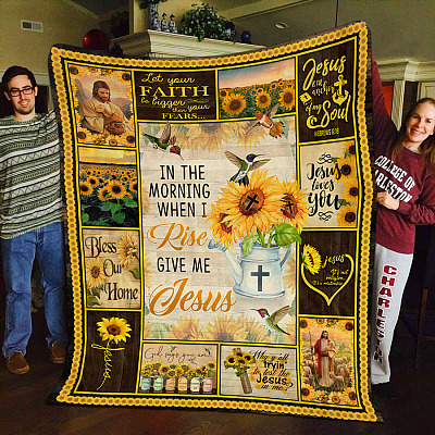 Alternative view of Sunflower In The Morning When I Rise Give Me Jesus Bible Verses Christian Blanket - Premium Sherpa Blanket